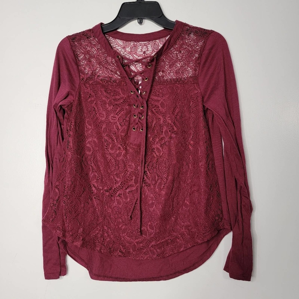 7 9 NOBO Juniors Top Tee Shirt Blouse Lace Tie EE
